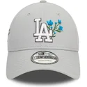 casquette-courbee-grise-ajustable-9forty-flower-icon-los-angeles-dodgers-mlb-new-era