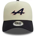 casquette-courbee-blanche-et-bleue-marine-snapback-e-frame-chain-stitch-alpine-f1-team-formula-1-new-era