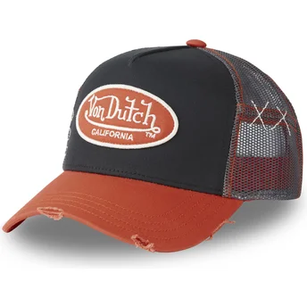 Casquette trucker noire et orange GROR Von Dutch