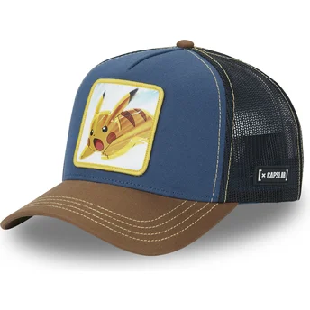 Casquette trucker bleue marine et marron Pikachu PKM5 PIK Pokémon Capslab