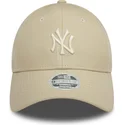 casquette-courbee-beige-ajustable-pour-femme-avec-logo-beige-9forty-midi-pu-new-york-yankees-mlb-new-era