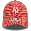 casquette-courbee-rose-ajustable-pour-femme-9forty-houndstooth-new-york-yankees-mlb-new-era