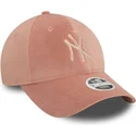 casquette-courbee-rose-ajustable-pour-femme-9forty-velour-diamante-new-york-yankees-mlb-new-era