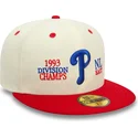 casquette-plate-beige-et-rouge-ajustee-59fifty-93-division-philadelphia-phillies-mlb-new-era