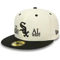 casquette-plate-beige-et-noire-ajustee-59fifty-93-division-chicago-white-sox-mlb-new-era