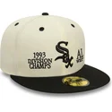 casquette-plate-beige-et-noire-ajustee-59fifty-93-division-chicago-white-sox-mlb-new-era