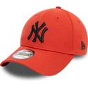 casquette-courbee-orange-ajustee-avec-logo-noir-39thirty-league-essential-new-york-yankees-mlb-new-era