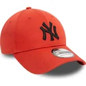 casquette-courbee-orange-ajustee-avec-logo-noir-39thirty-league-essential-new-york-yankees-mlb-new-era