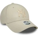 casquette-courbee-beige-ajustable-pour-femme-avec-logo-beige-9forty-pu-new-york-yankees-mlb-new-era