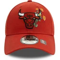 casquette-courbee-orange-ajustable-9forty-flower-icon-chicago-bulls-nba-new-era