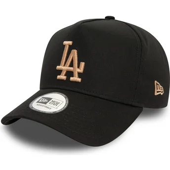 Casquette courbée noire snapback avec logo beige 9FORTY E Frame League Essential Los Angeles Dodgers MLB New Era