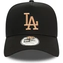 casquette-courbee-noire-snapback-avec-logo-beige-9forty-e-frame-league-essential-los-angeles-dodgers-mlb-new-era