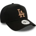 casquette-courbee-noire-snapback-avec-logo-beige-9forty-e-frame-league-essential-los-angeles-dodgers-mlb-new-era