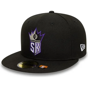 Casquette plate noire ajustée 59FIFTY Classic Sacramento Kings NBA New Era