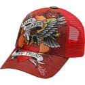 casquette-trucker-rouge-brave-hearts-ed-hardy