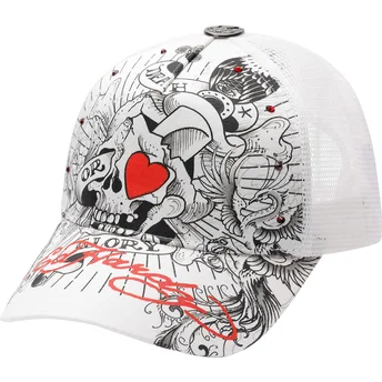 Casquette trucker blanche Death Or Glory Ed Hardy