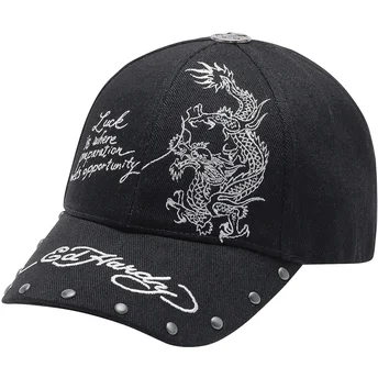 Casquette courbée noire ajustable Lucky Dragon Ed Hardy