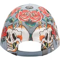 casquette-courbee-bleue-ajustable-skull-rose-denim-ed-hardy