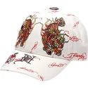 casquette-courbee-beige-ajustable-tiger-flames-ed-hardy