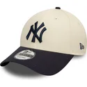 casquette-courbee-beige-et-bleue-marine-ajustable-9forty-colour-block-new-york-yankees-mlb-new-era