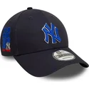 casquette-courbee-bleue-marine-ajustable-avec-logo-bleu-9forty-side-patch-new-york-yankees-mlb-new-era