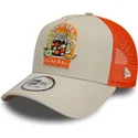 casquette-trucker-beige-et-orange-9forty-a-frame-summer-patch-taste-the-sunshine-new-era