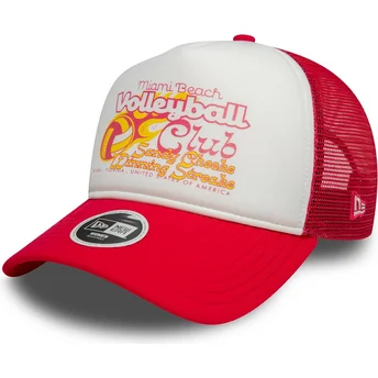 Casquette trucker blanche et rouge pour femme 9FORTY A Frame Foam Miami Beach Villes et plages New Era