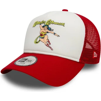 Casquette trucker blanche et rouge pour enfant 9FORTY A Frame Wonder Woman DC Comics New Era