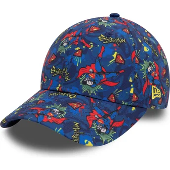 Casquette courbée bleue marine pour enfant 9FORTY All Over Print Superman DC Comics New Era