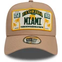 casquette-courbee-marron-claire-snapback-9forty-a-frame-license-plate-miami-villes-et-plages-new-era