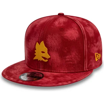 Casquette plate rouge snapback 9FIFTY Tie Dye Associazione Sportiva Roma Serie A New Era