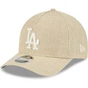 casquette-courbee-beige-snapback-9forty-m-crown-a-frame-cotton-weave-los-angeles-dodgers-mlb-new-era