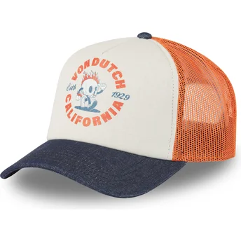 Casquette trucker beige, orange et bleue CREW22 Von Dutch