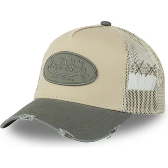 Casquette trucker beige et verte USED 02 Von Dutch