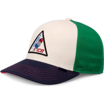 Casquette courbée beige, verte et bleue snapback pour enfant Rocket Ice Food Djinns