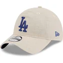 casquette-courbee-beige-ajustable-avec-logo-bleu-9twenty-linen-spring-training-fan-pack-2025-los-angeles-dodgers-mlb-new-era