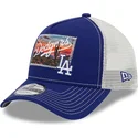 casquette-trucker-bleue-et-blanche-9forty-a-frame-patch-spring-training-fan-pack-2025-los-angeles-dodgers-mlb-new-era