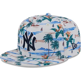 Casquette plate blanche snapback 9FIFTY Print Spring Training Fan Pack 2025 New York Yankees MLB New Era