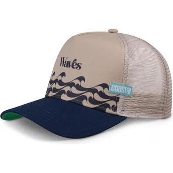 Casquette trucker beige et bleue marine Bauhaus Waves HFT Coastal