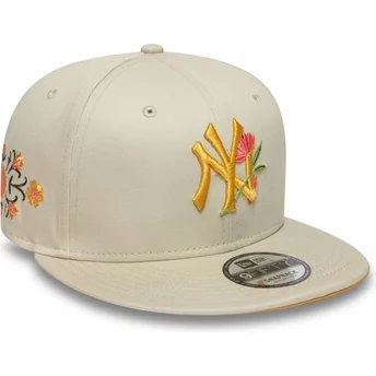 Casquette plate beige snapback 9FIFTY Floral New York Yankees MLB New Era