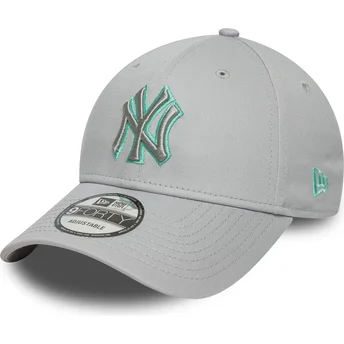 Casquette courbée grise ajustable avec logo grise 9FORTY Team Outline New York Yankees MLB New Era