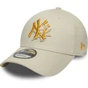 casquette-courbee-beige-ajustable-avec-logo-jaune-9forty-floral-icon-new-york-yankees-mlb-new-era