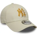 casquette-courbee-beige-ajustable-avec-logo-jaune-9forty-floral-icon-new-york-yankees-mlb-new-era