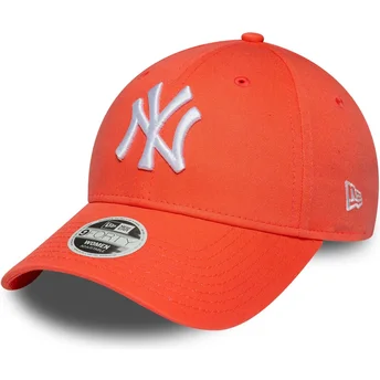 Casquette courbée orange ajustable pour femme 9FORTY League Essential New York Yankees MLB New Era