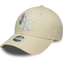 casquette-courbee-beige-ajustable-pour-femme-9forty-beaded-new-york-yankees-mlb-new-era
