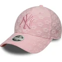 casquette-courbee-rose-ajustable-pour-femme-9forty-floral-towelling-new-york-yankees-mlb-new-era