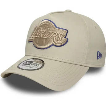 Casquette courbée beige snapback avec logo beige E Frame Tonal Outline Los Angeles Lakers NBA New Era