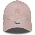 casquette-courbee-rose-ajustable-pour-femme-avec-logo-rose-9twenty-mini-washed-new-york-yankees-mlb-new-era