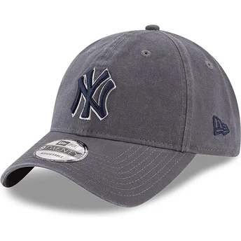 Casquette courbée grise ajustable avec logo bleu 9TWENTY Core Classics New York Yankees MLB New Era
