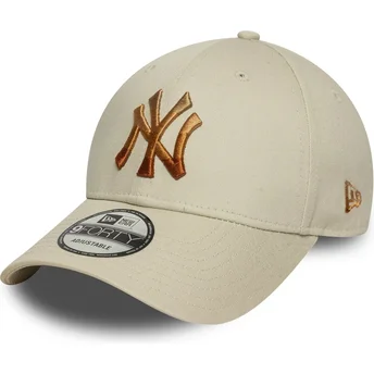Casquette courbée beige ajustable avec logo marron 9FORTY Ombre Infill New York Yankees MLB New Era